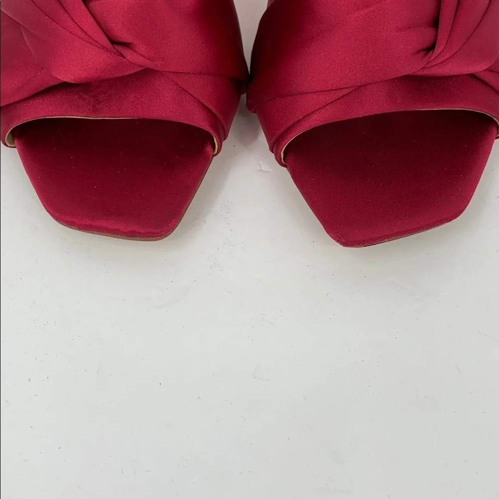 Sam Edelman Lavendar satin ankle strap sandal shoe raspberry pink heel women 6.5